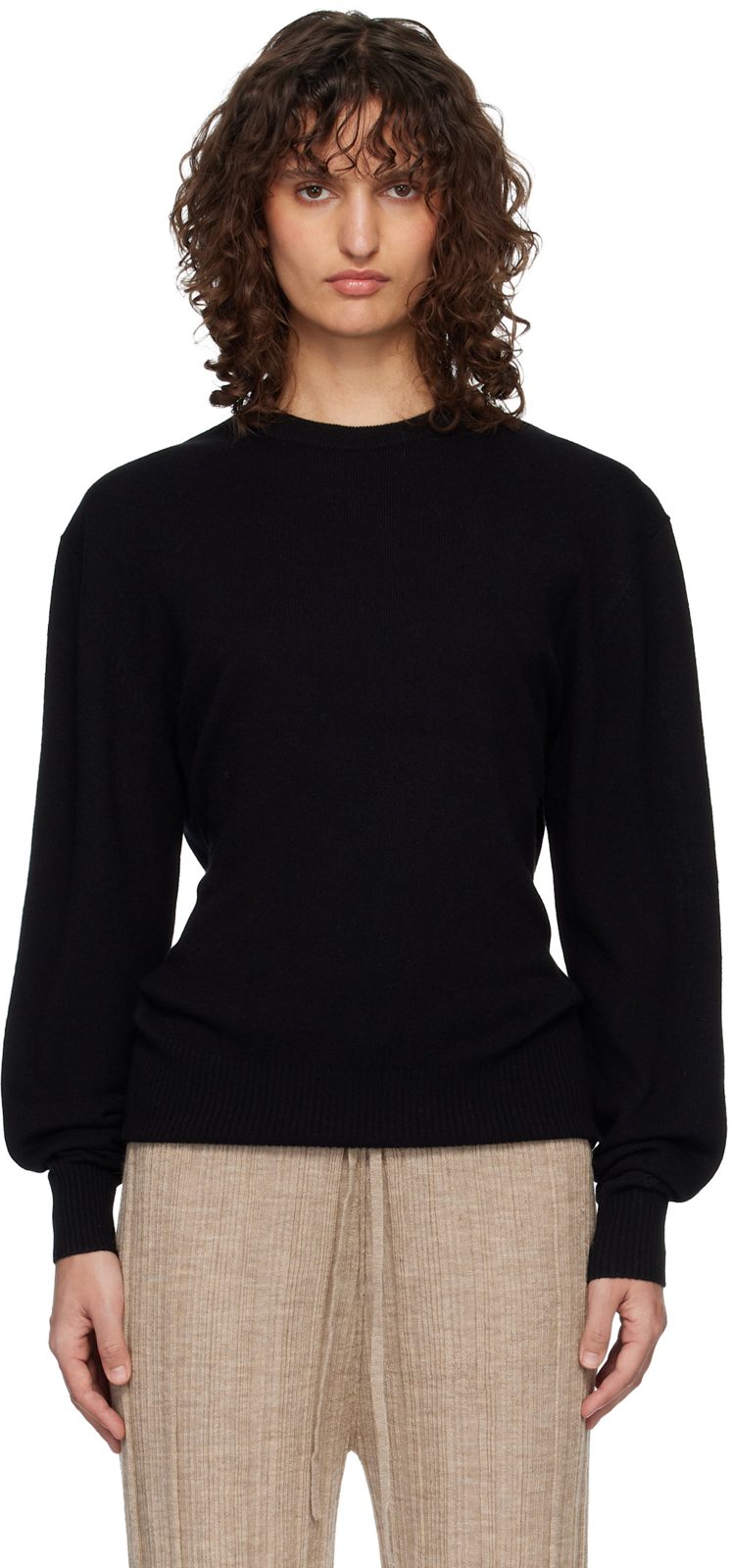 TOTEME Black Classic Cashmere Crew Knit Sweater 261771F096017