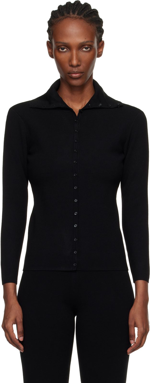 TOTEME Black Fitted Polo Cardigan 261771F095005