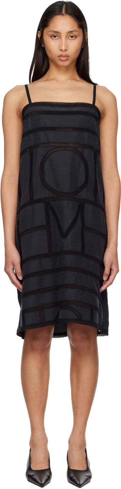 TOTEME Black Monogram Silk Midi Dress 261771F054007