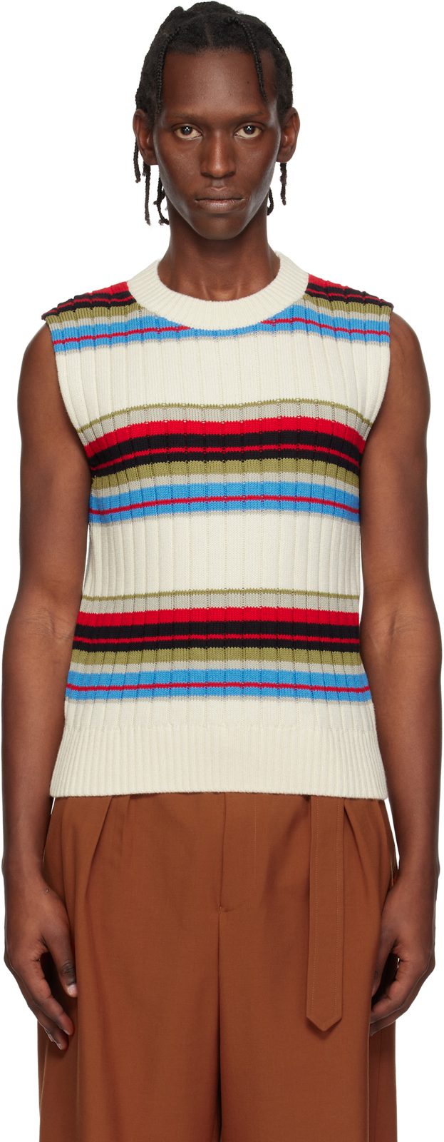 오프화이트 Striped Sleeveless Sweater 261358M185003