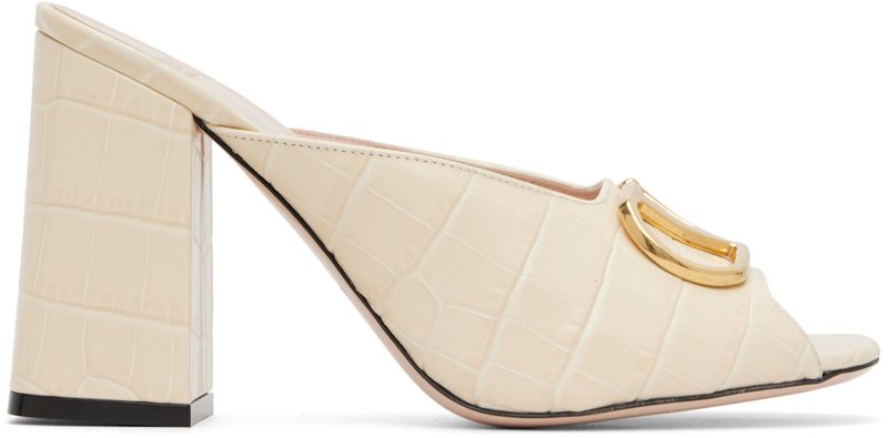 Garavani [오프화이트] VLogo Signature Slide Heeled Sandals 261807F125008
