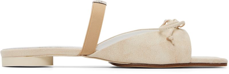 오프화이트 Bow-Detailed Leather Slingback Sandals 261188F124006