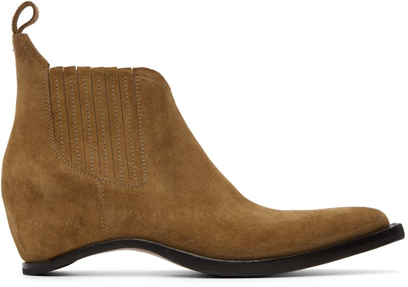 Tan Heel-Less Western Chelsea Boots 261168F113011