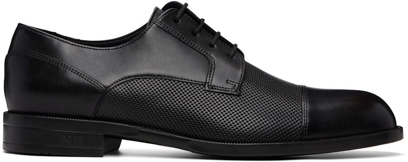 Black Cap-Toe Leather Derbys 261085M225019