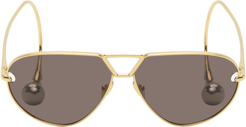 Gold Drop Aviator Sunglasses 262798M134000