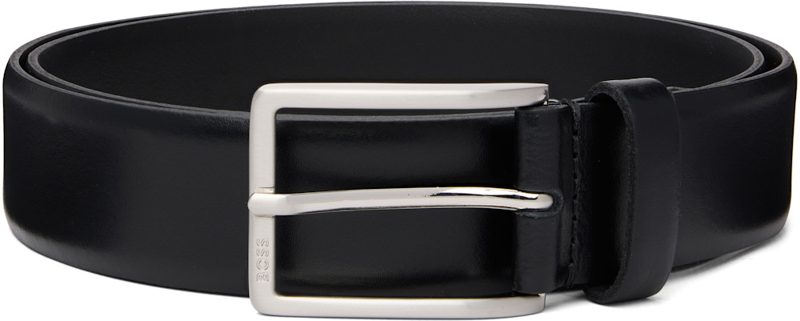 Black Italian-Leather Belt 261085M131014