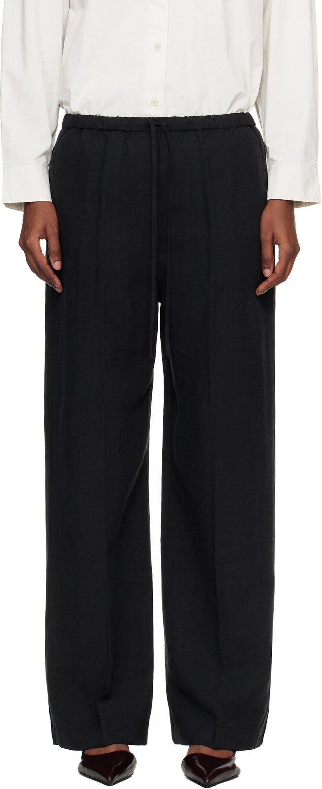 TOTEME Black Fluid Drawstring Trousers 261771F087013