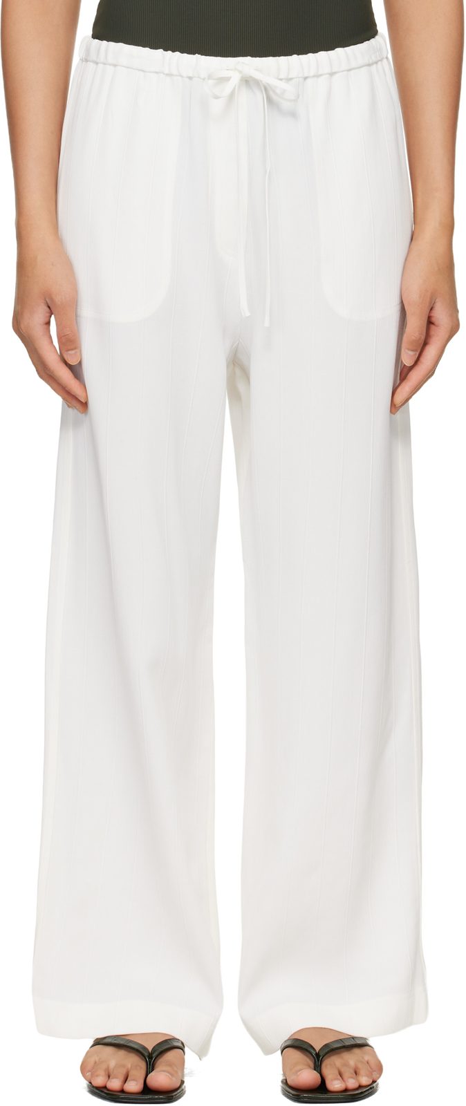 TOTEME [오프화이트] Woven Stripe Drawstring Trousers 261771F087014