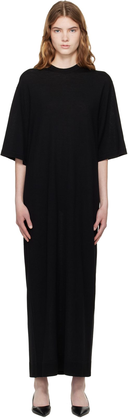 TOTEME Black Knit Tee Maxi Dress 261771F055005