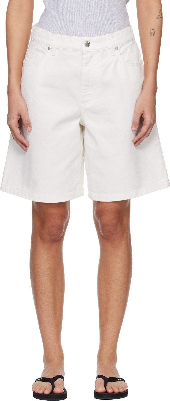 Maison Kitsune White Denim Shorts 261389F088001