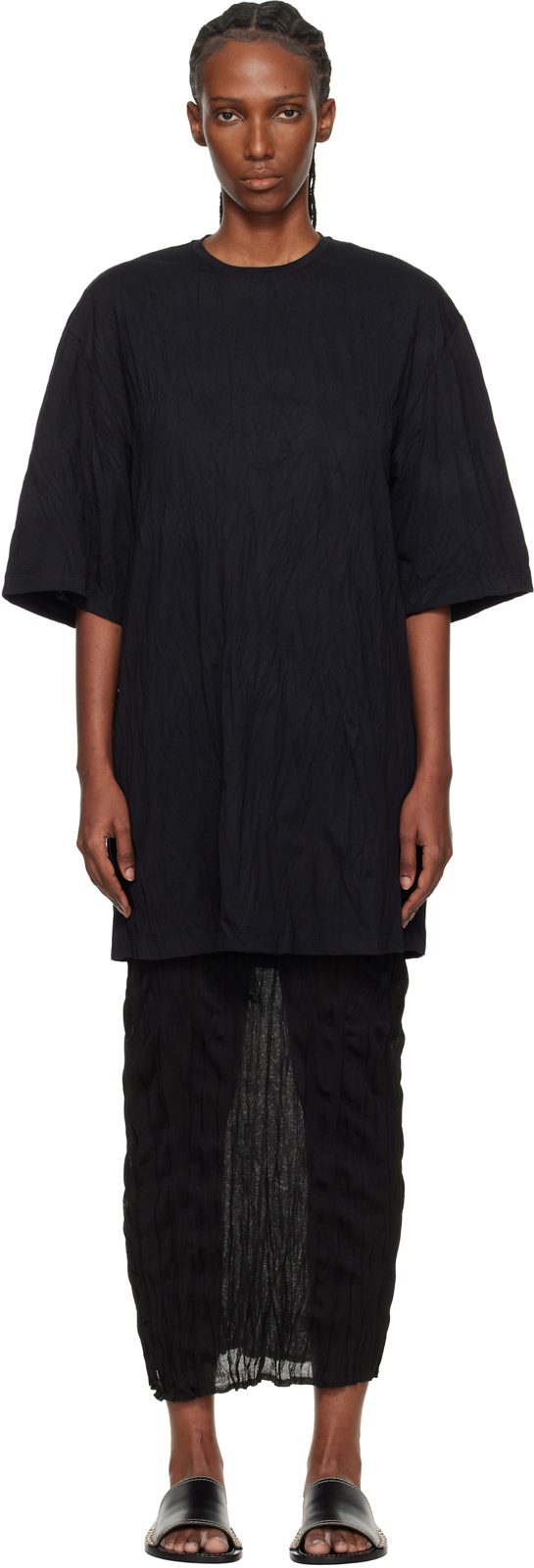 TOTEME Black Relaxed Tee Minidress 261771F052002