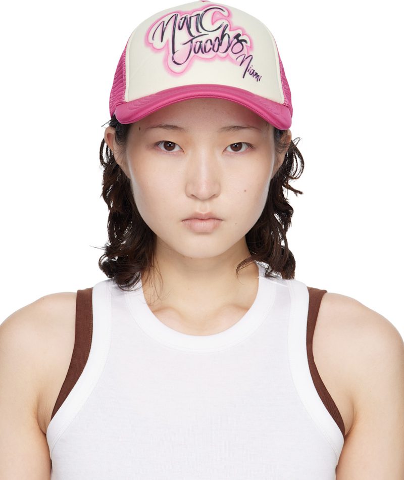 SSENSE Exclusive White & Pink The Miami City Trucker Cap 261190F016002