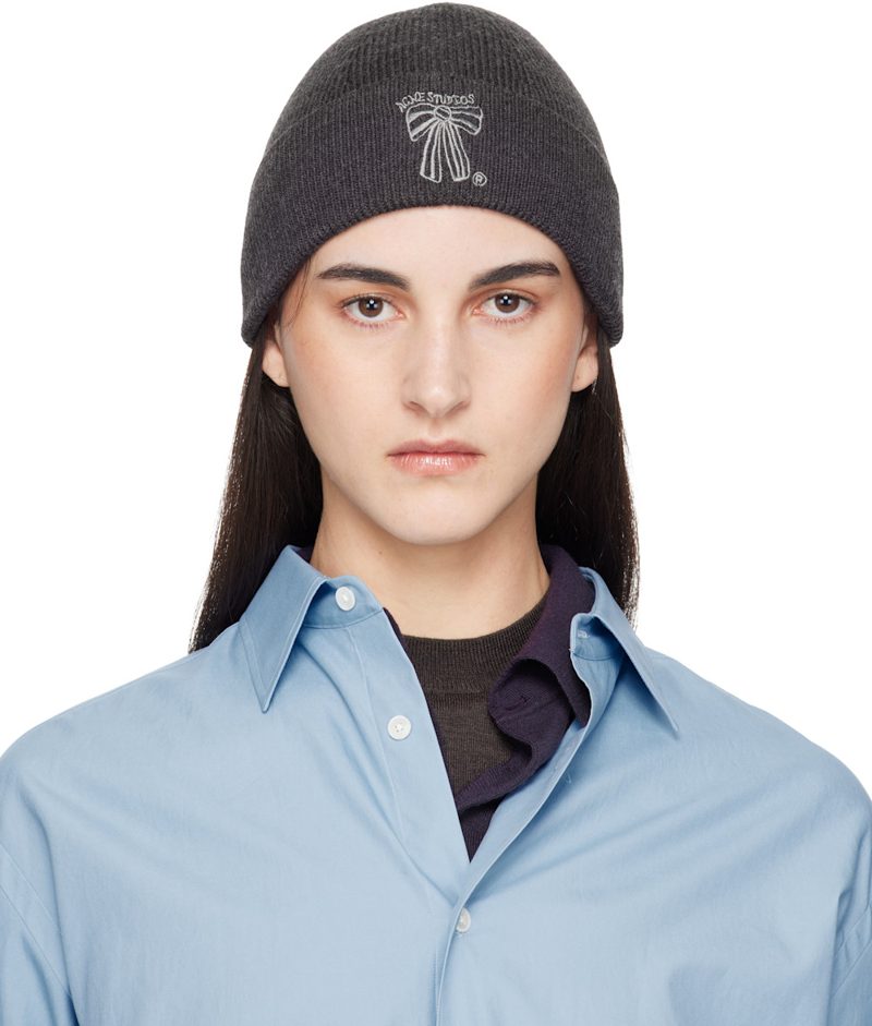 Gray Merino Wool Beanie 261129F014013