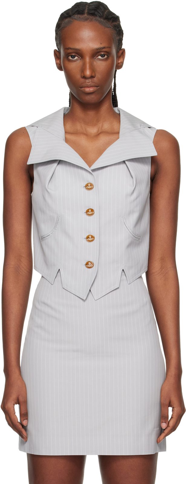 Gray Meryl Waistcoat Vest 261314F111033