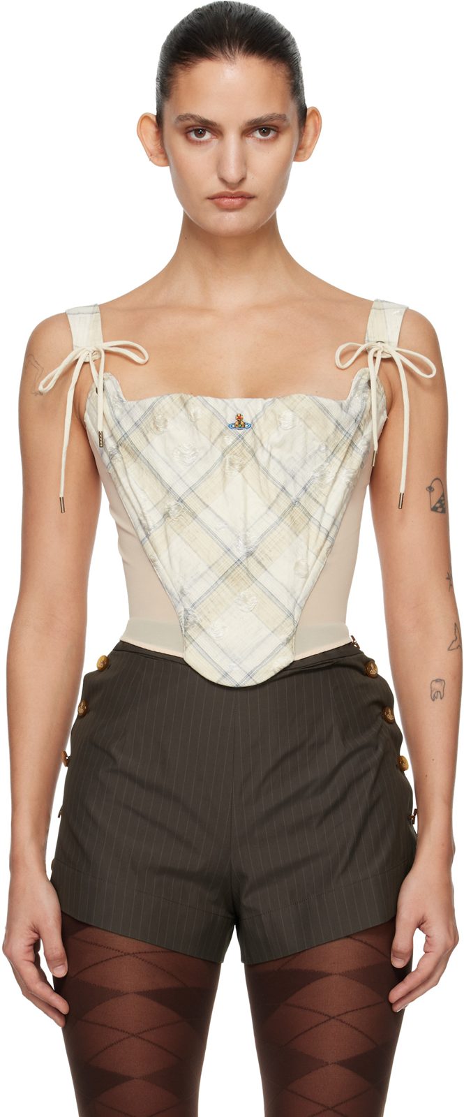 오프화이트 Glen Check Puppy Corset 261314F111029