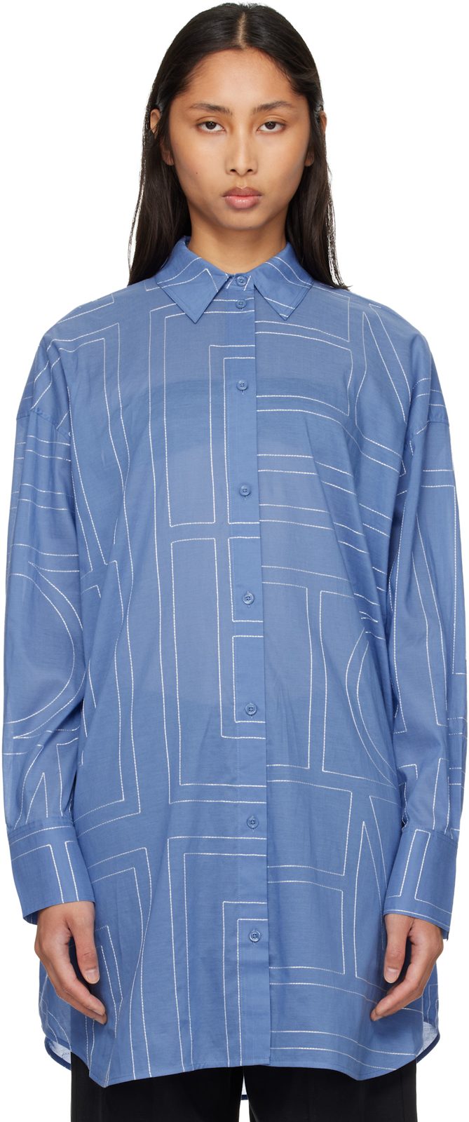 TOTEME Blue Long Summer Shirt 261771F109010