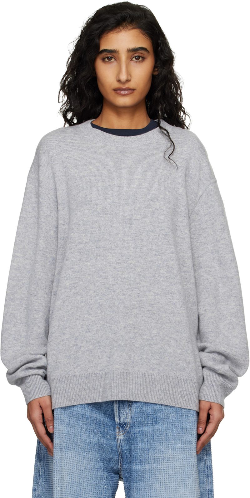 Gray Cashmere Sweater 261129F096004