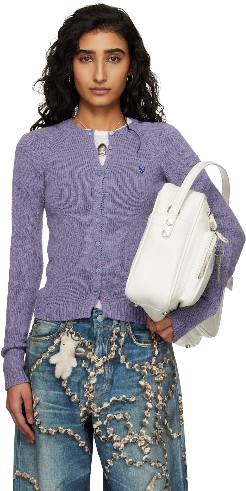Blue Button-Up Cardigan 261129F095014