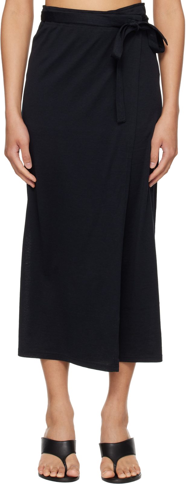 TOTEME Black Wrap Midi Skirt 261771F092004