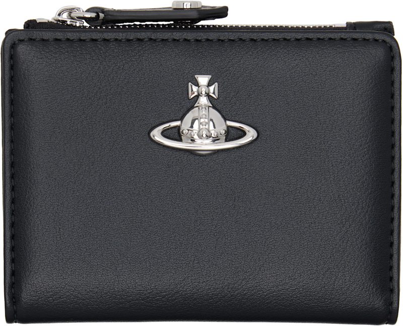 Black Slim Flap Card Holder 261314M163052