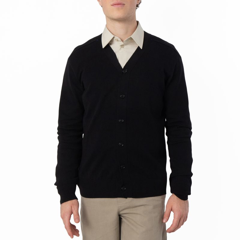 V-Neck Wool Knit Cardigan_Black