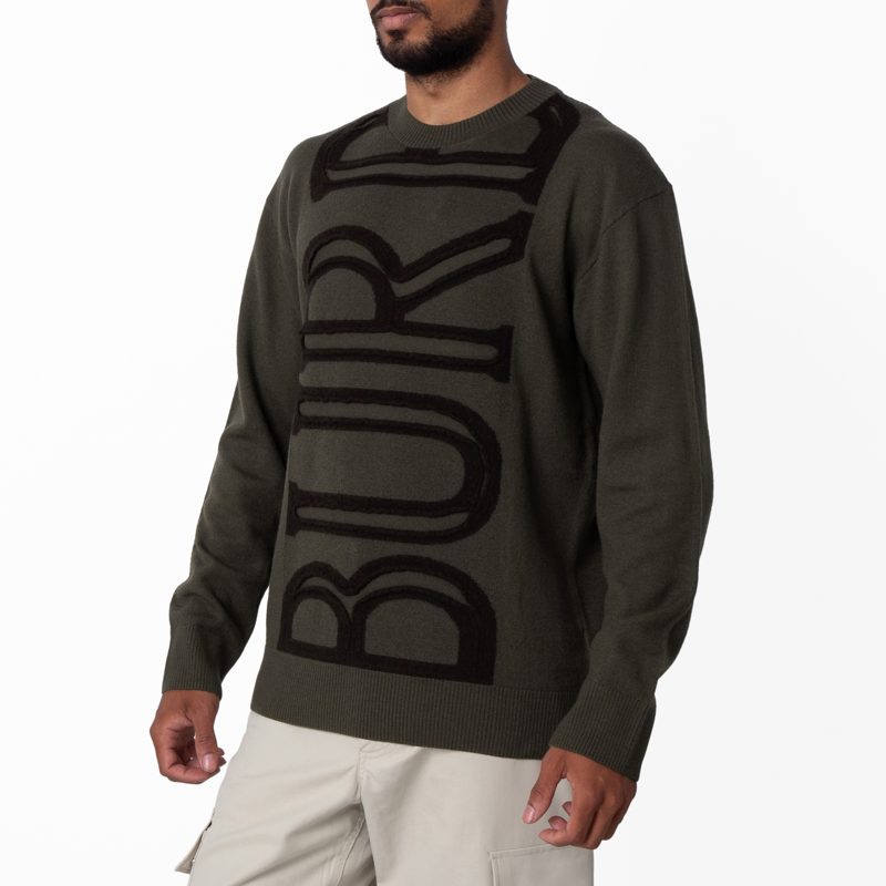 Logo Embroidered Wool Sweater_Shale