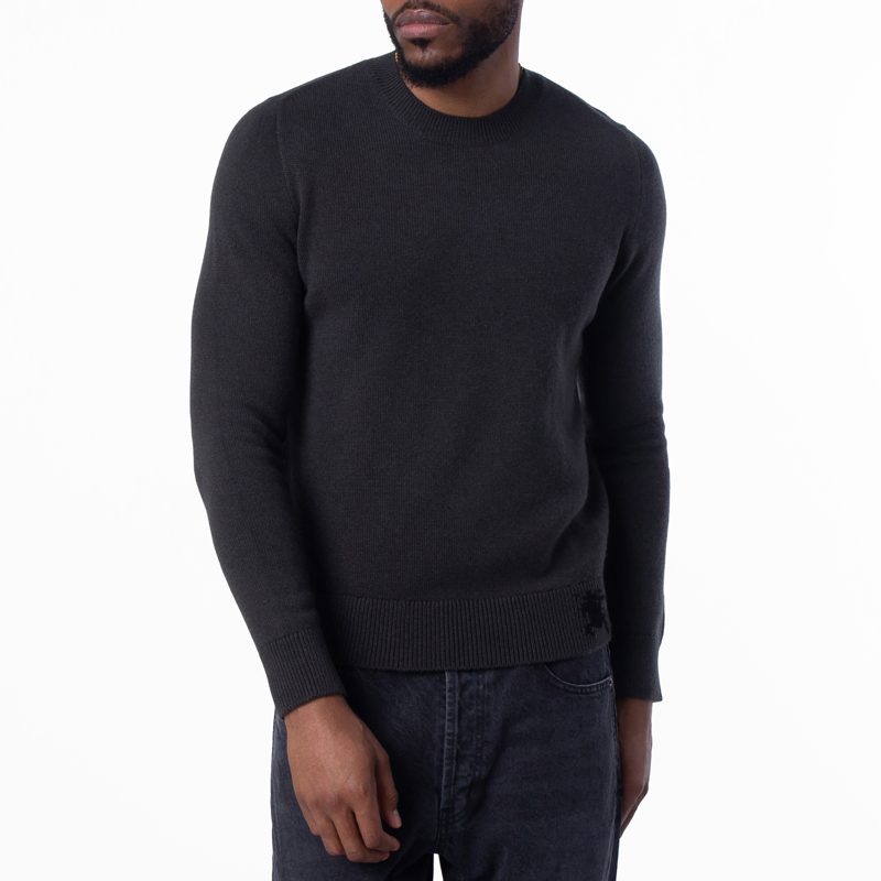 Equestrian Knight Motif Cashmere Sweater_Onyx