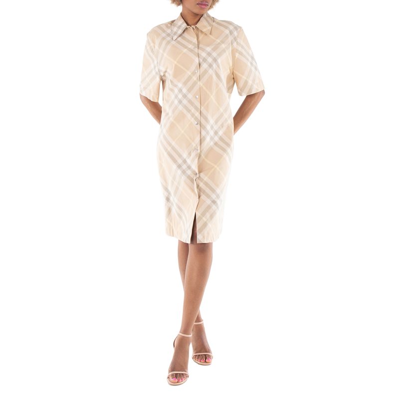 Vintage-Check Cotton Shirt Dress_Flax