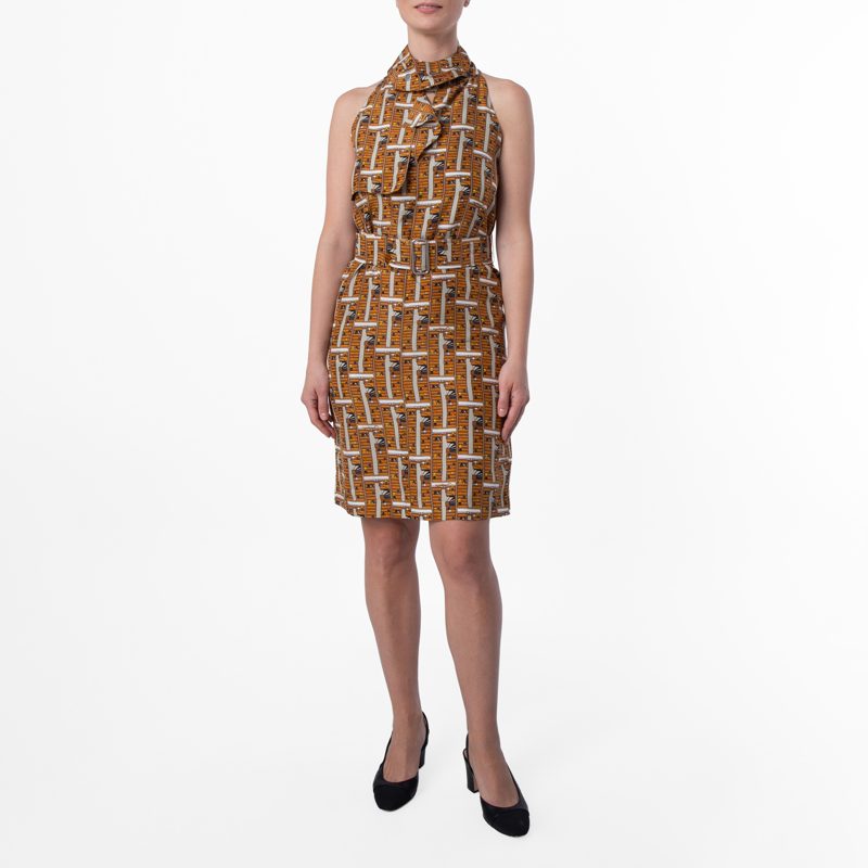 Bus Silk Halterneck Dress_Pumpkin Ip Check
