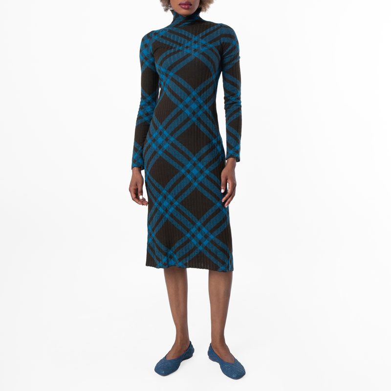 Check Pattern Wool-Blend Dress_Snug Ip Check
