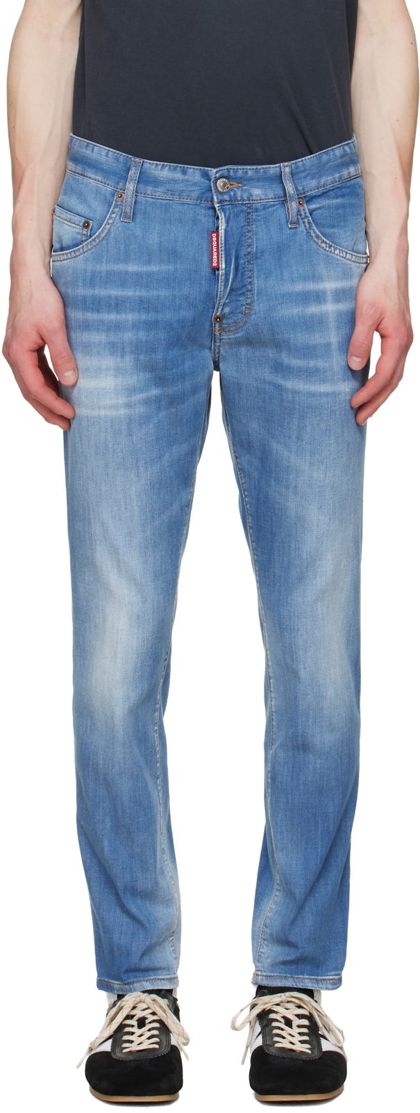 Blue Light Wash Skater Jeans 261148M186041