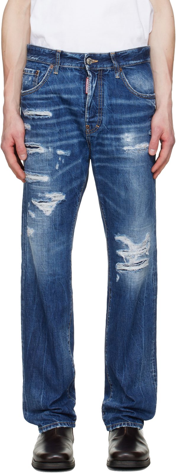 Blue Medium Ripped Wash 642 Jeans 261148M186002