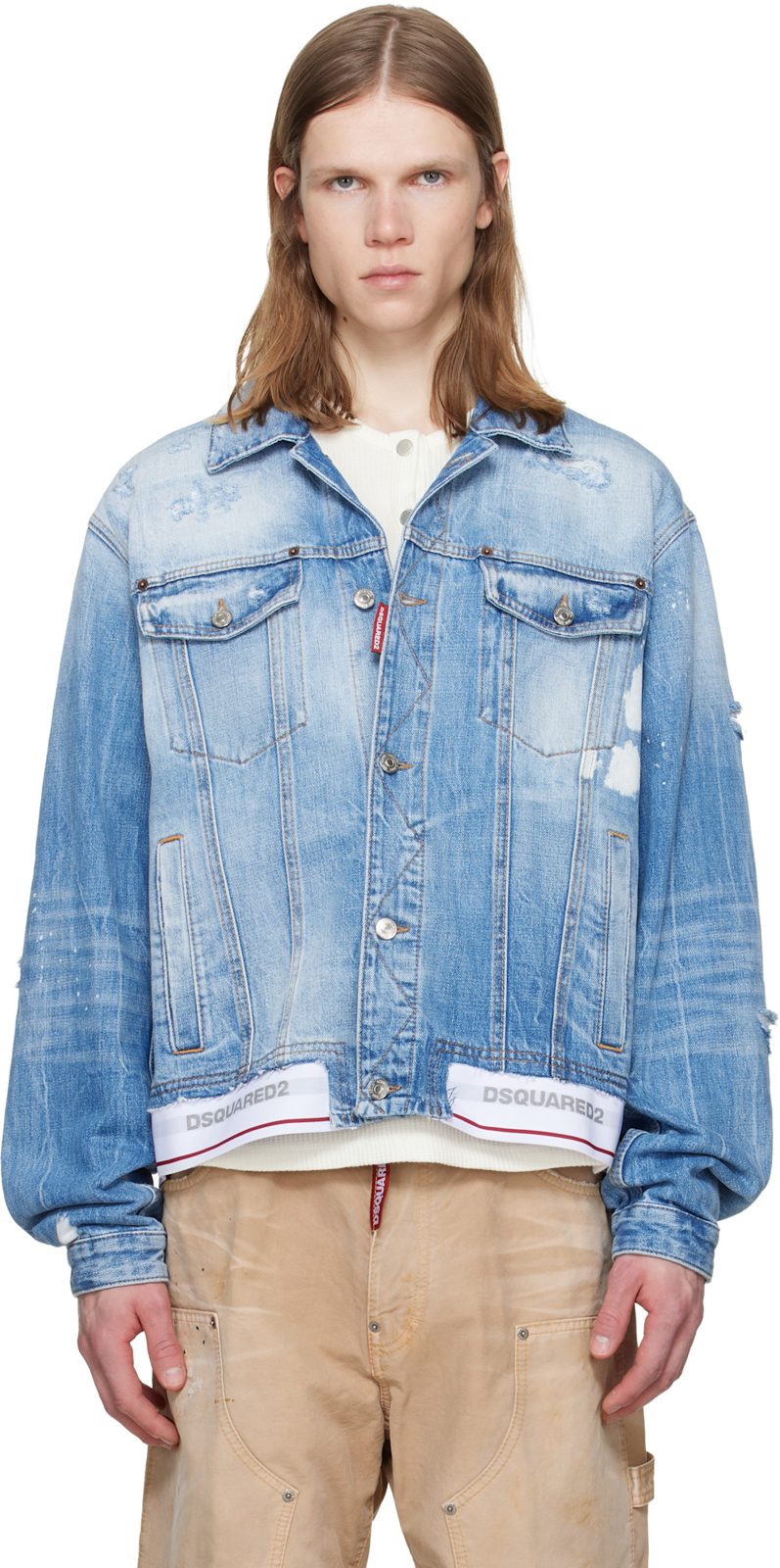 Blue Light Cool Kids Wash Over Denim Jacket 261148M177004
