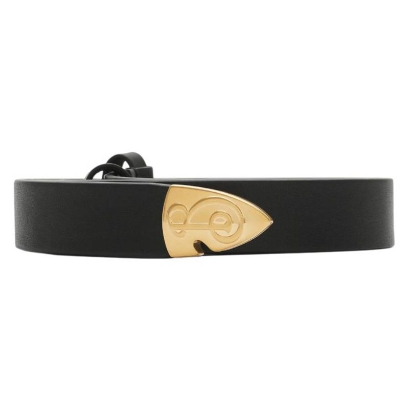 B Shield Thin Leather Belt_Black