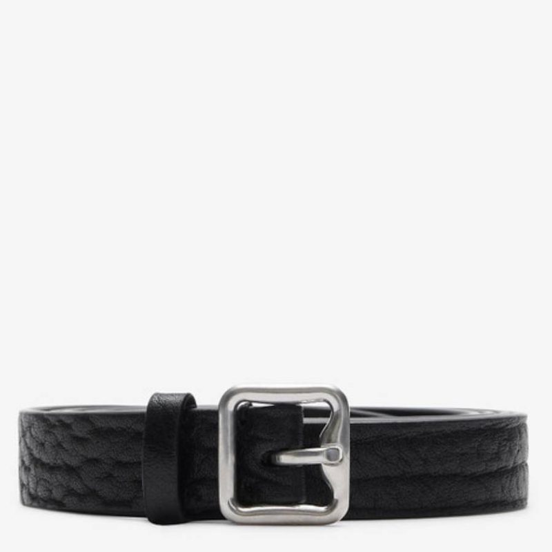 B Buckle Leather Belt_Black