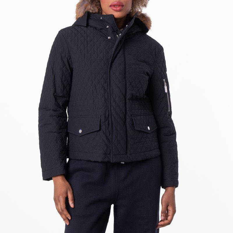 Womens Black Quilted Insulated Jacket_Black