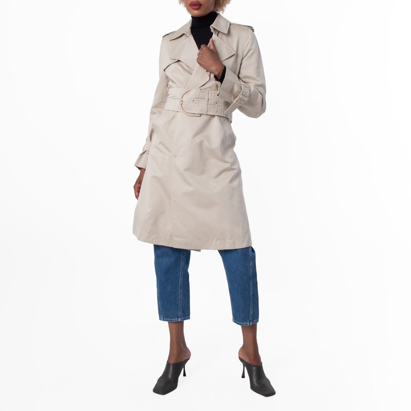 Mid-Length Belted Trench Coat_Oat