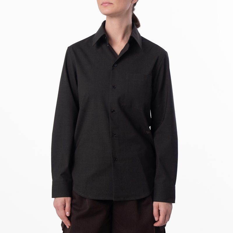 Stretch Wool Long-Sleeved Shirt_Snug Melange