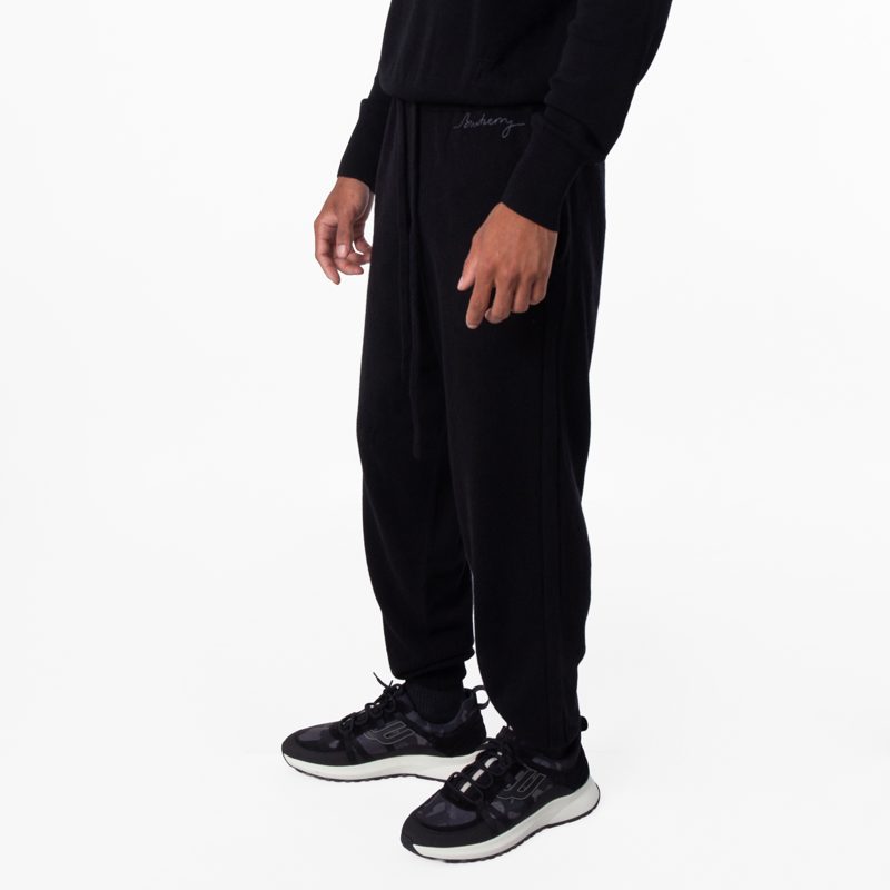 Logo Embroidered Cashmere Jogging Pants_Black