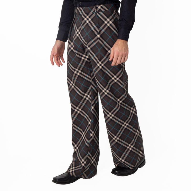 Check Pattern Oversized Wool Blend Trousers_Snug Ip Check
