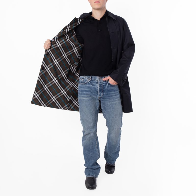 Check Reversible Gabardine Car Coat_Black