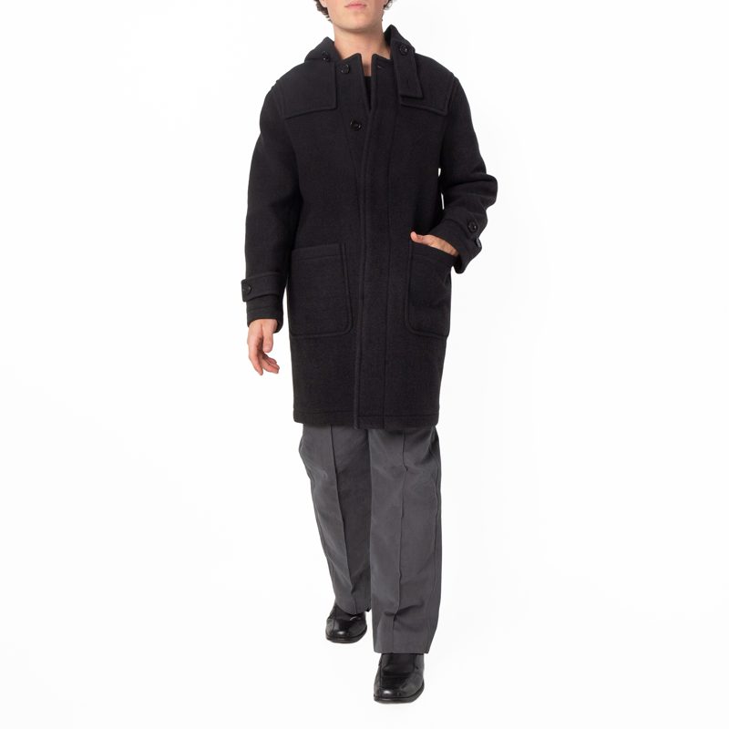 Single-Breasted Wool Duffle Coat_Black / Snug Ip Check