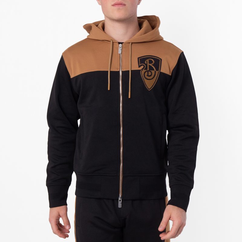 Logo Patch Front Zip Hoodie_Black