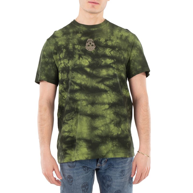 Alexander McQueen Mens Green Washed Dye T-Shirt_Green