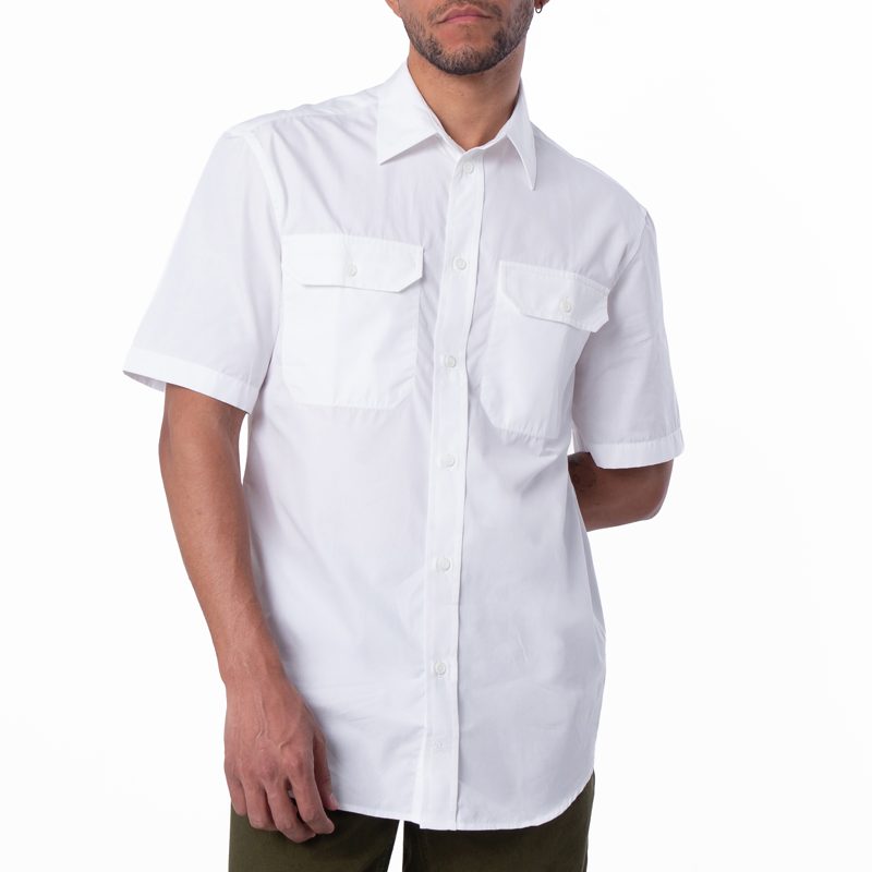 Equestrian Knight Motif Cotton Poplin Shirt_White