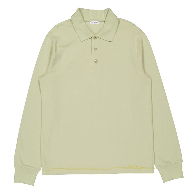Logo Embroidered Long Sleeve Polo Shirt_Hunter