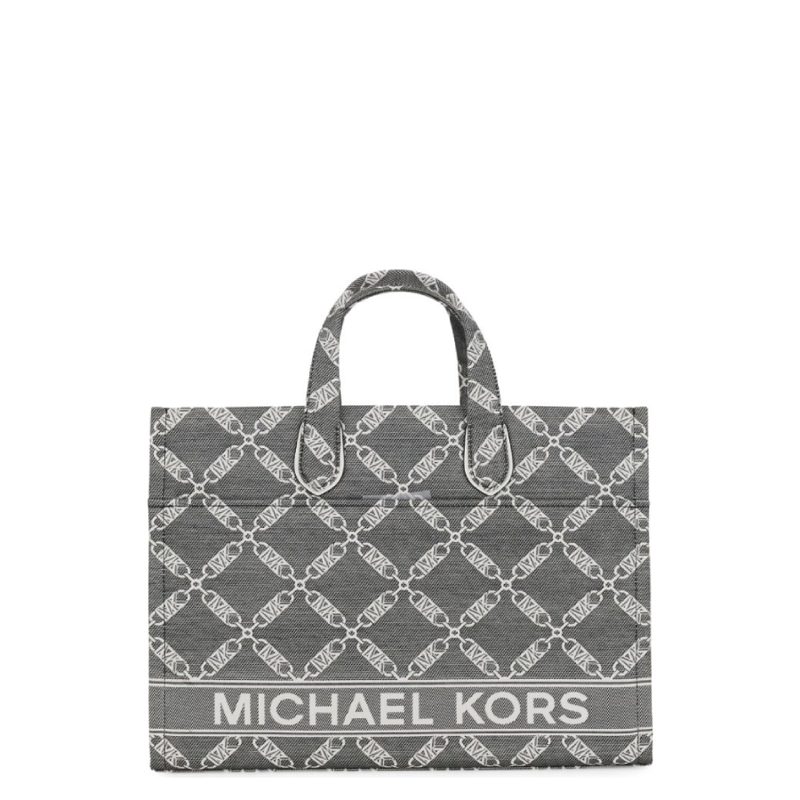 Michael Kors Large Gigi Logo Jacquard Tote Bag_Black