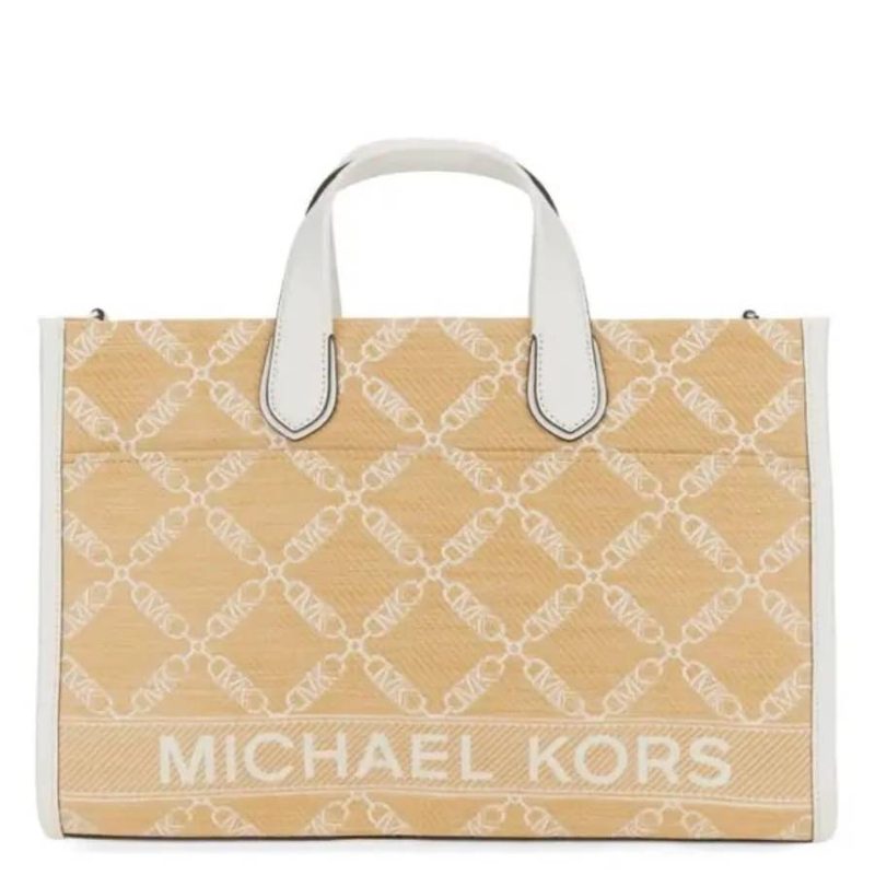 Michael Kors Large Gigi Monogram Jacquard Tote Bag_White