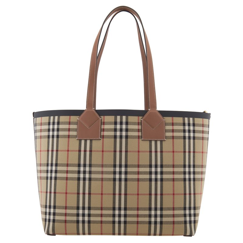 Ladies Medium London Check-Pattern Tote Bag_Briar Brown/Black