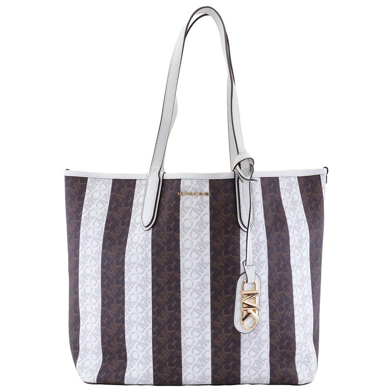 Michael Kors Eliza Large Striped Tote Bag_Brown